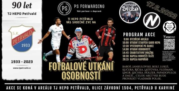Lístek pro 1 osobu na 90let TJ HEPO - fotbalové utkání osobností 17.6.2023 v Petřvaldu