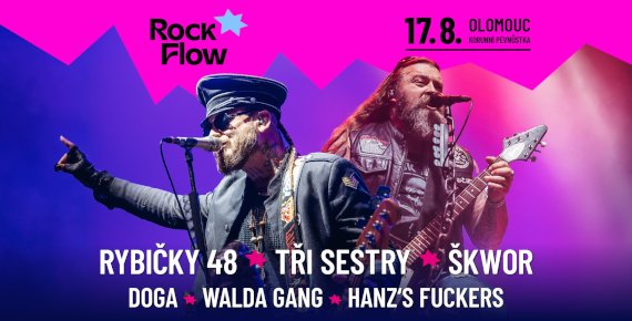 Lístek na Rock Flow v Olomouci 17.8.2024 - Rybičky 48, Škwor, Tři sestry, Walda Gang