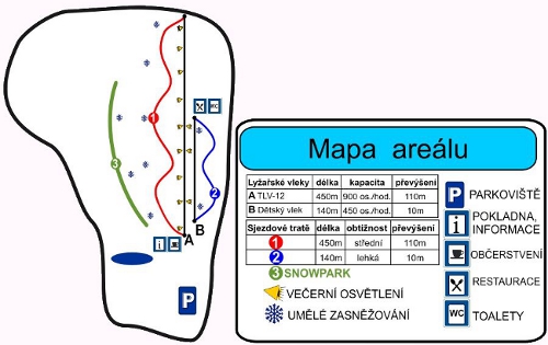Skiareál Opálená mapa malá
